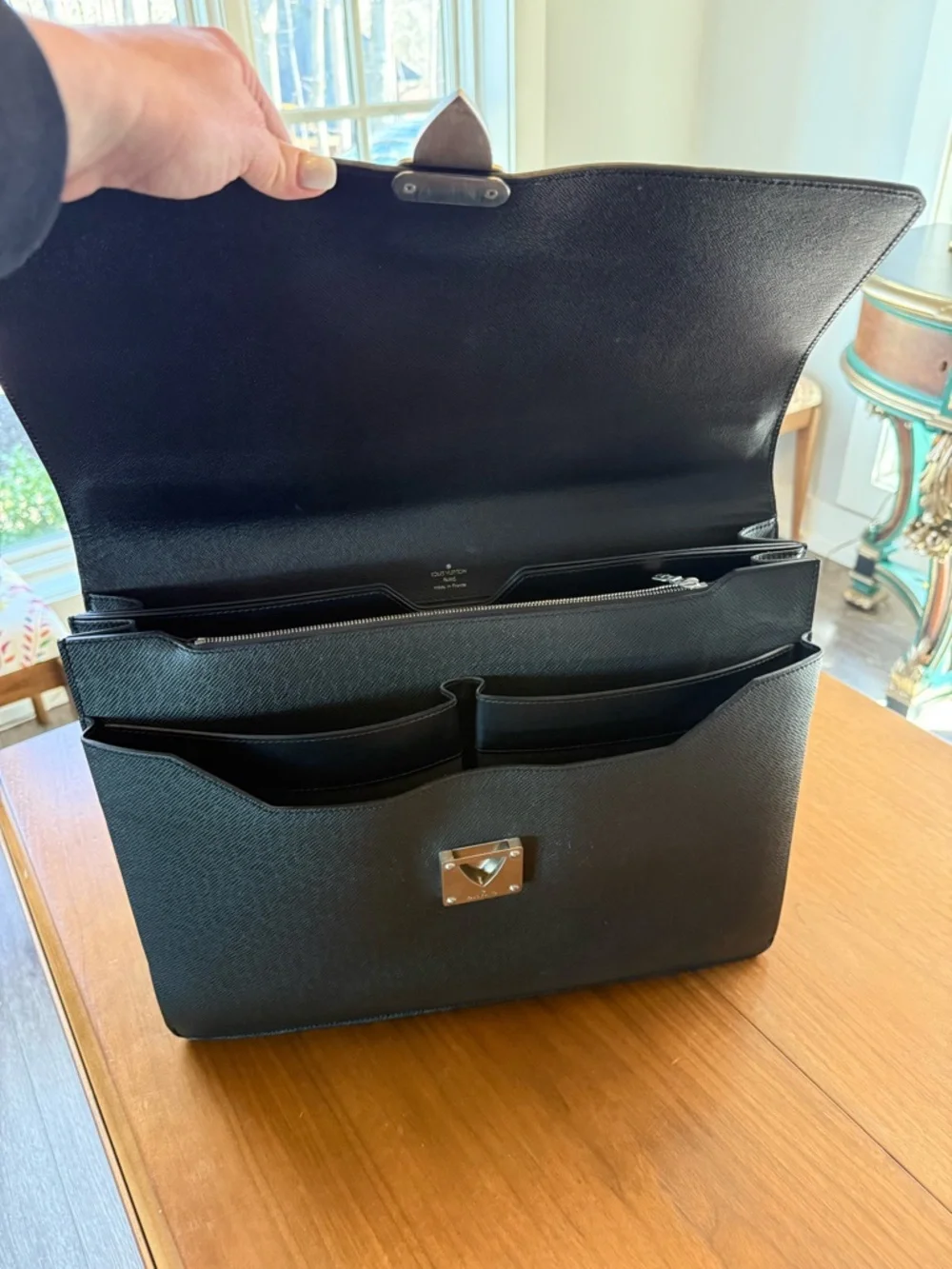 Louis Vuitton Black Men's Briefcase with Silver-Tone Lock